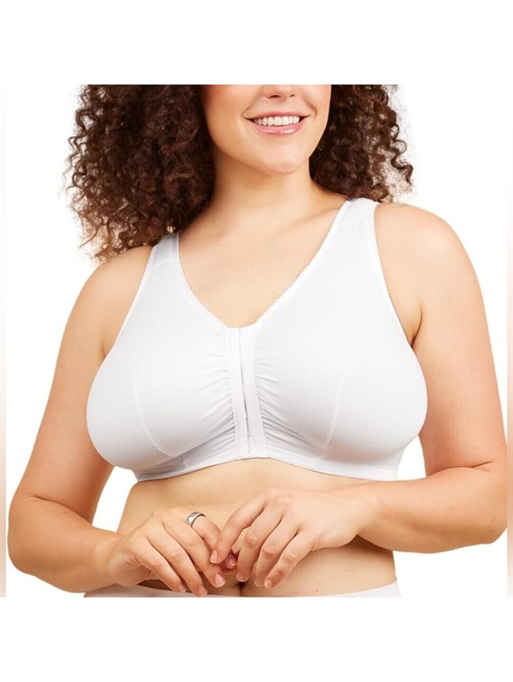 NWT Leading Lady Front Closure Wireless Cotton Comfort Bra White, 40 A/B